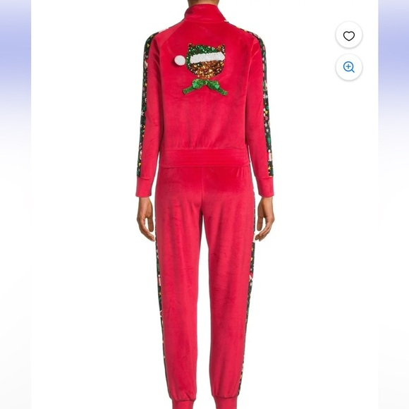 Holiday Red Velour Tracksuit - Picture 2 of 8